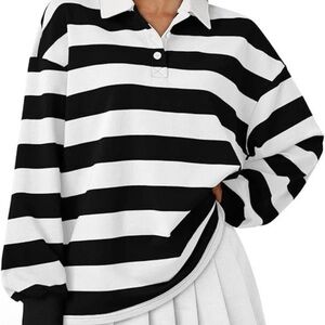 Striped Black and White Women's Top